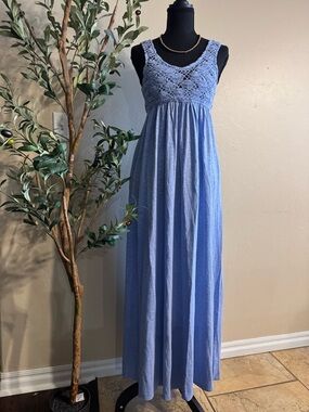 Aerie Blue Crochet Bodice Maxi Dress